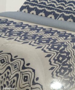 Edredón Sherpa cama 180 con fundas de cojines azul blanco