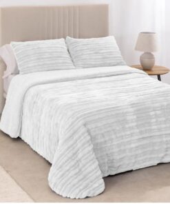 Edredón Sherpa (elige medida) blanco dibujo en relieve onda