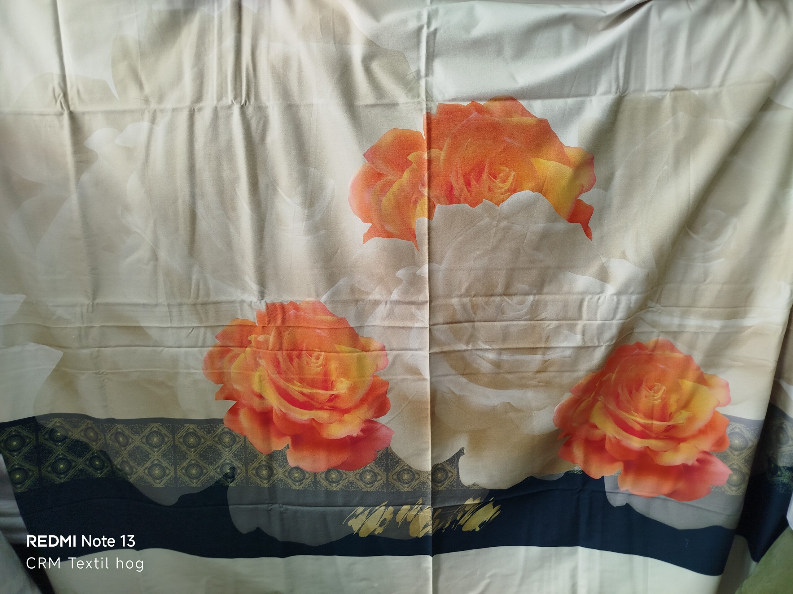 Mantel-tapete de sarga 100% algodón 1.55 x 1.90 m rosa blanca naranjas