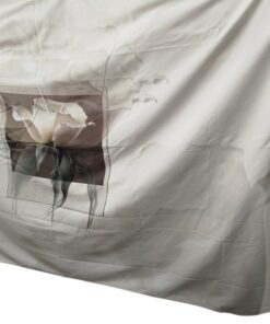 Mantel-tapete de sarga 100% algodón 1.55 x 2.85 m rosa blanca