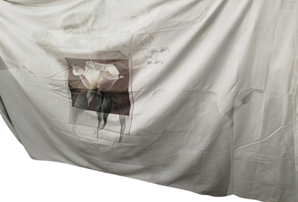 Mantel-tapete de sarga 100% algodón 1.55 x 2.85 m rosa blanca