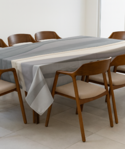 Mantel-tapete de sarga 100% algodón 1.55 x 2.85 m onda beig gris