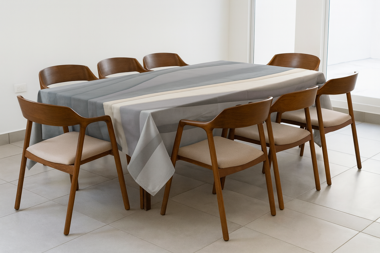 Mantel-tapete de sarga 100% algodón 1.55 x 2.85 m onda beig gris