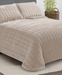 Edredón sherpa cama 135 cuadro beig