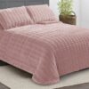 Edredón sherpa cama 135 cuadro rosa