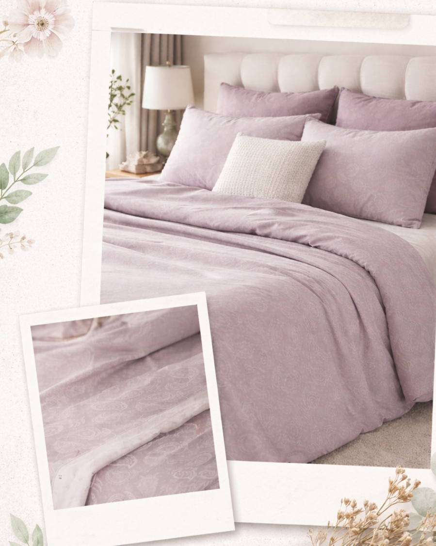 Juegos de sábanas coralina cama 2x2 malva Burrito Blanco