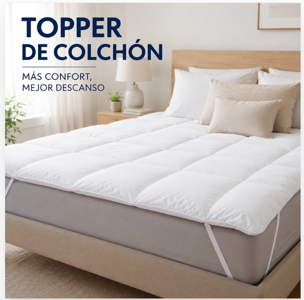 Topper de colchón de fibra hueca siliconada para camas de 90 a 180 cm | Confort extra