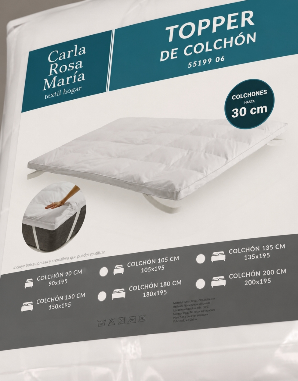 Topper de colchón de fibra hueca siliconada para camas de 90 a 180 cm | Confort extra - Imagen 3