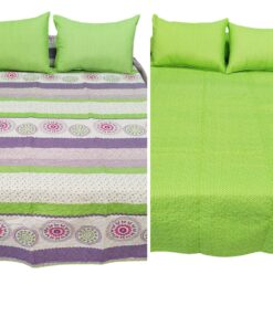 Colcha bouti reversible cama 135 atrapasueños morado-pistacho