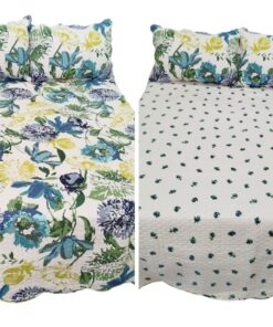Colcha bouti reversible floral acabado ondeado cama 135